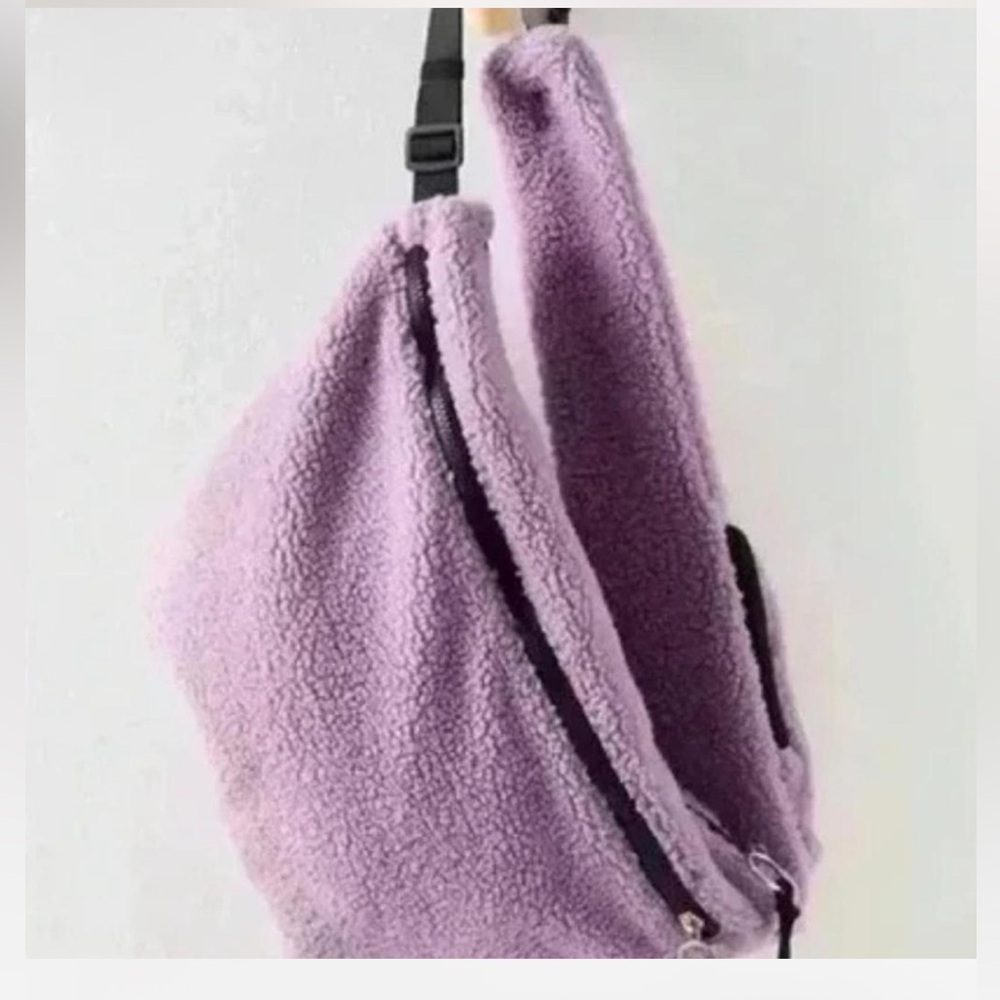 Free People Bag Overachiever Sherpa Sling Fuzzy Lilac Lavender Purple